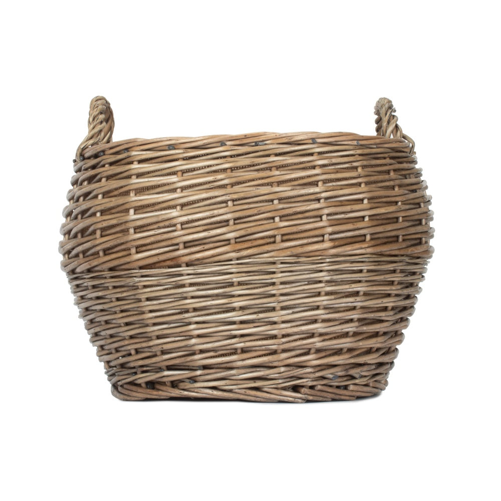 Antique Wash Stumpy Wicker Log Basket