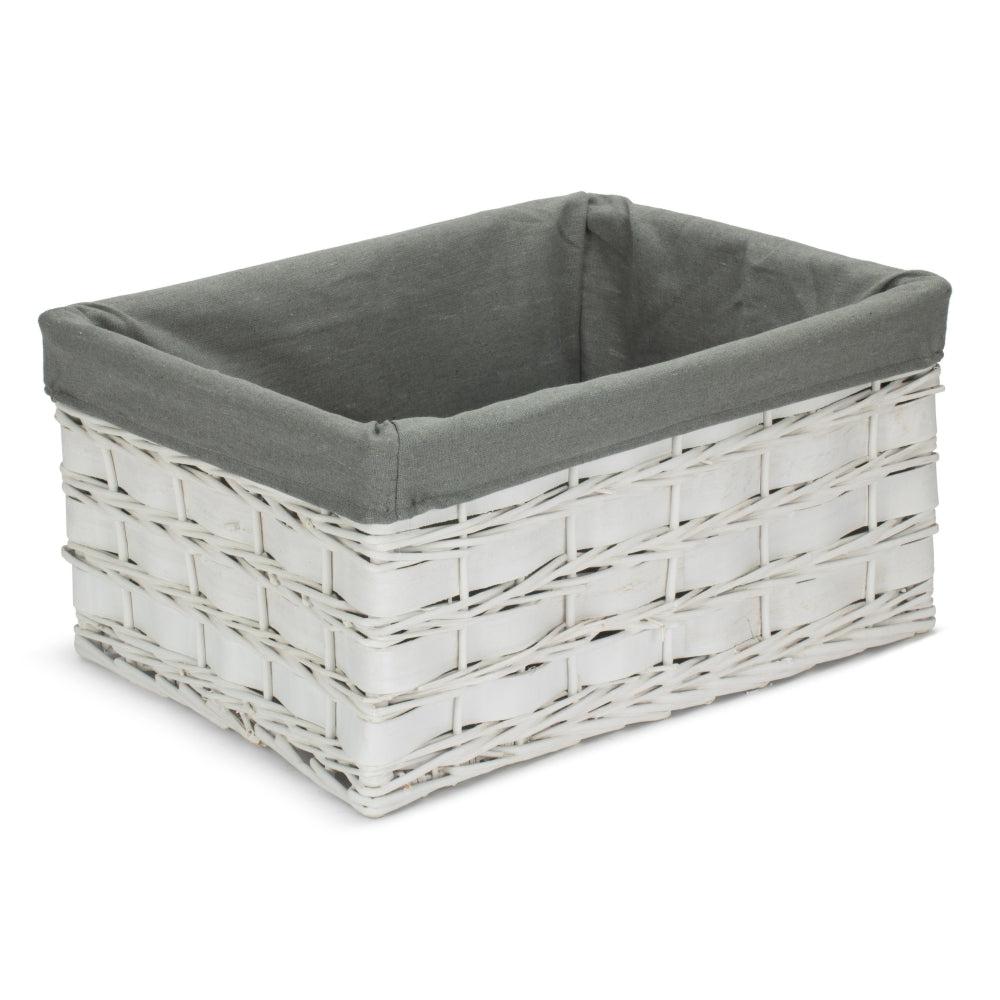 Whitewash Grey Lined Scandi Storage Basket