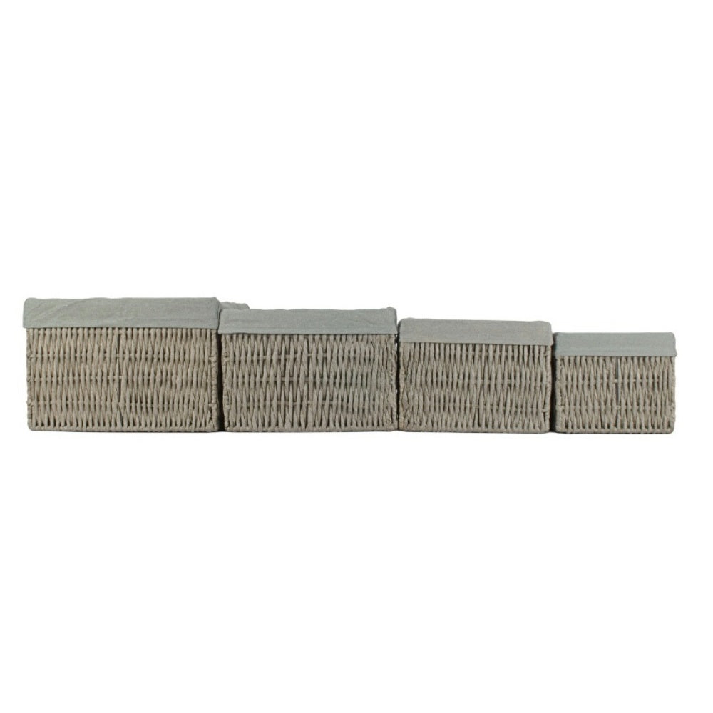 Grey Paper Rope Storage Basket with Grey Cotton Lining