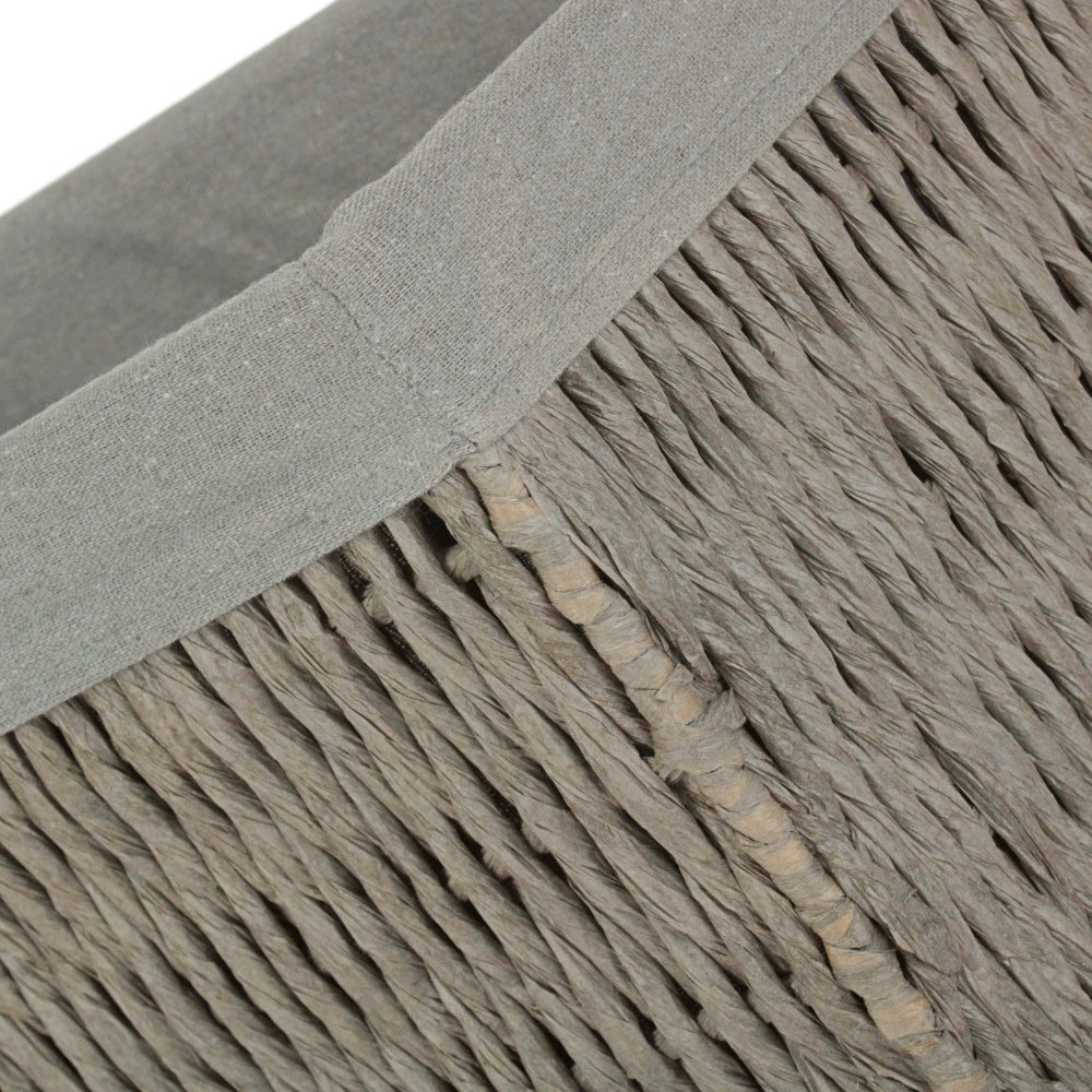 Grey Paper Rope Storage Basket with Grey Cotton Lining