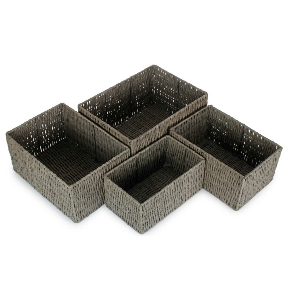 Grey Paper Rope Storage Basket
