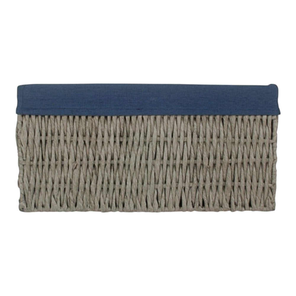 Navy Blue Paper Rope Storage Basket with Navy Blue Cotton Lining