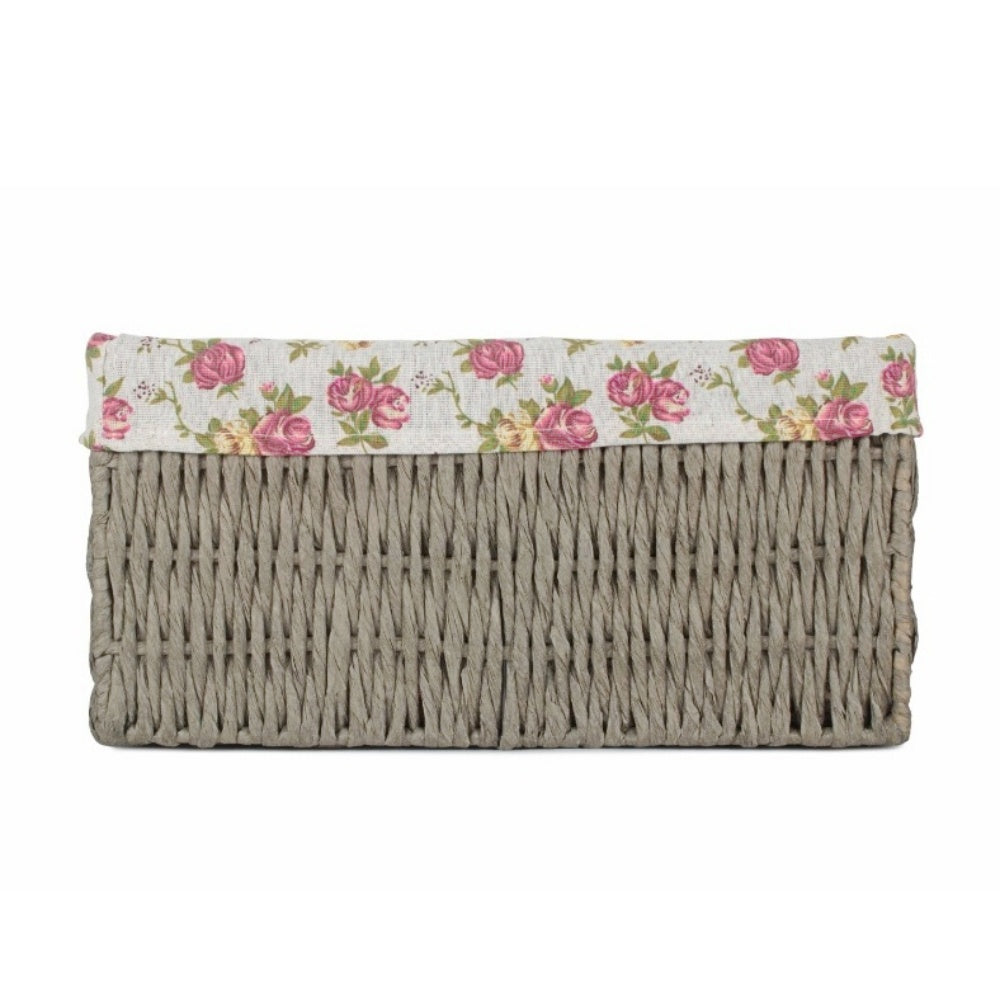 Garden Rose Paper Rope Storage Basket with Garden Rose Cotton Lining