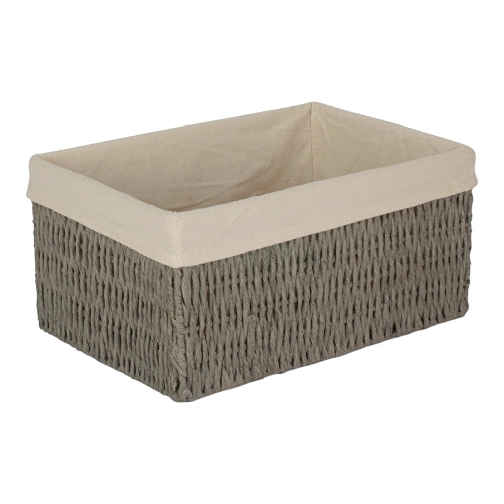 White Cotton Paper Rope Storage Basket with White Cotton Lining