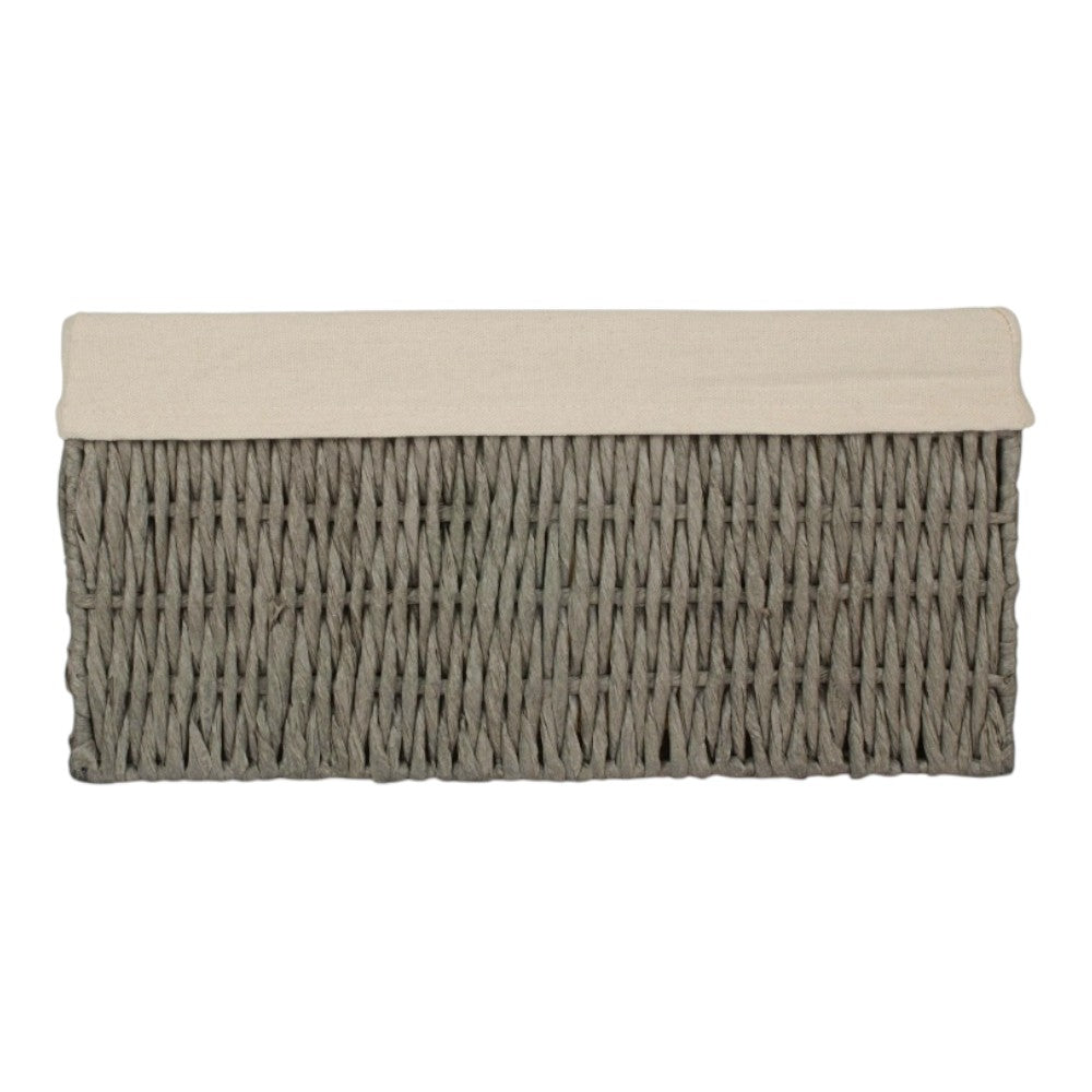 White Cotton Paper Rope Storage Basket with White Cotton Lining