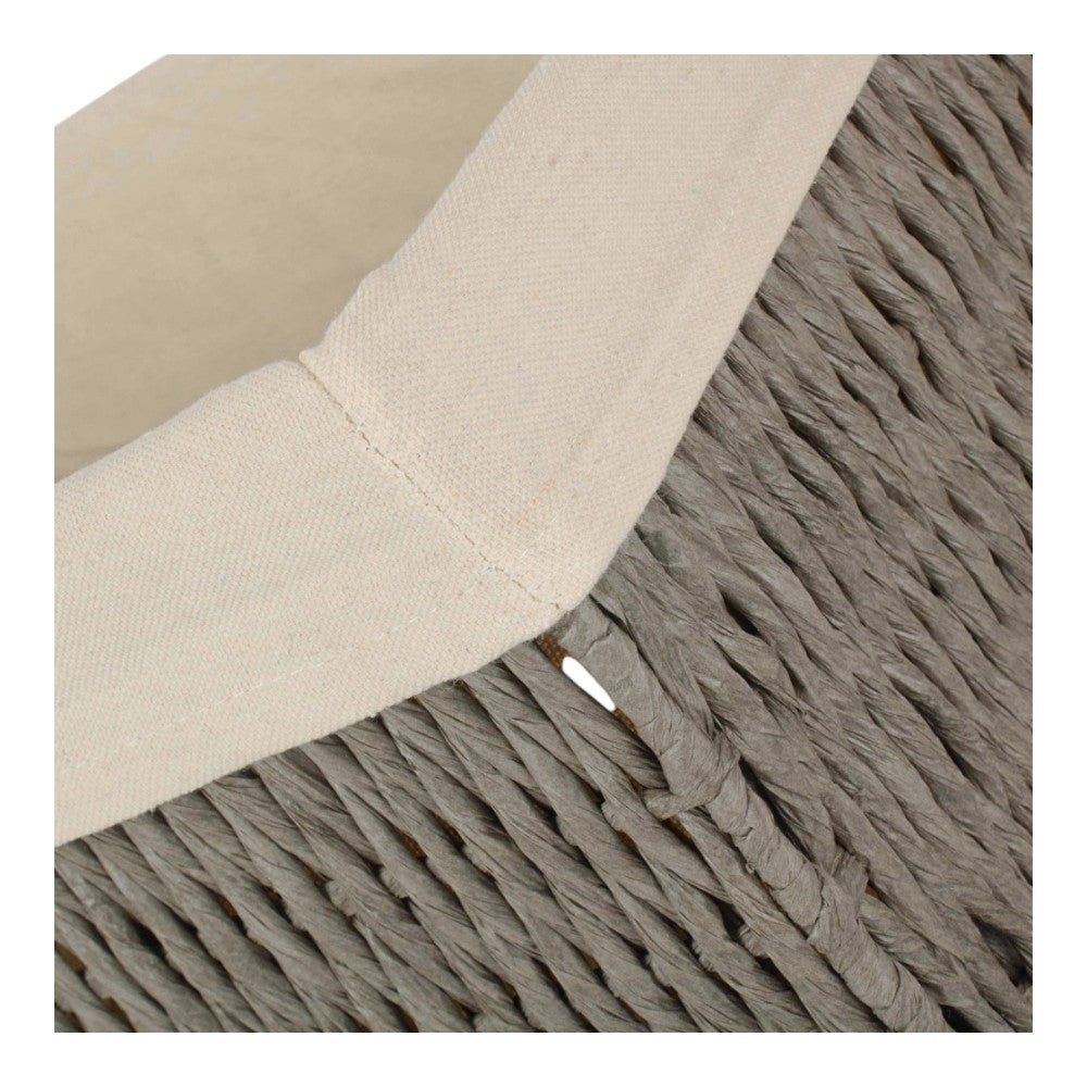White Cotton Paper Rope Storage Basket with White Cotton Lining