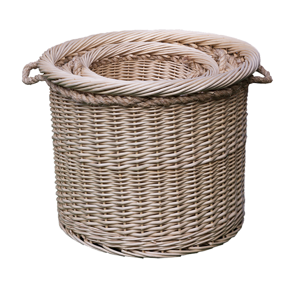 Set of 3 Deluxe Rope Handled Wicker Log Basket