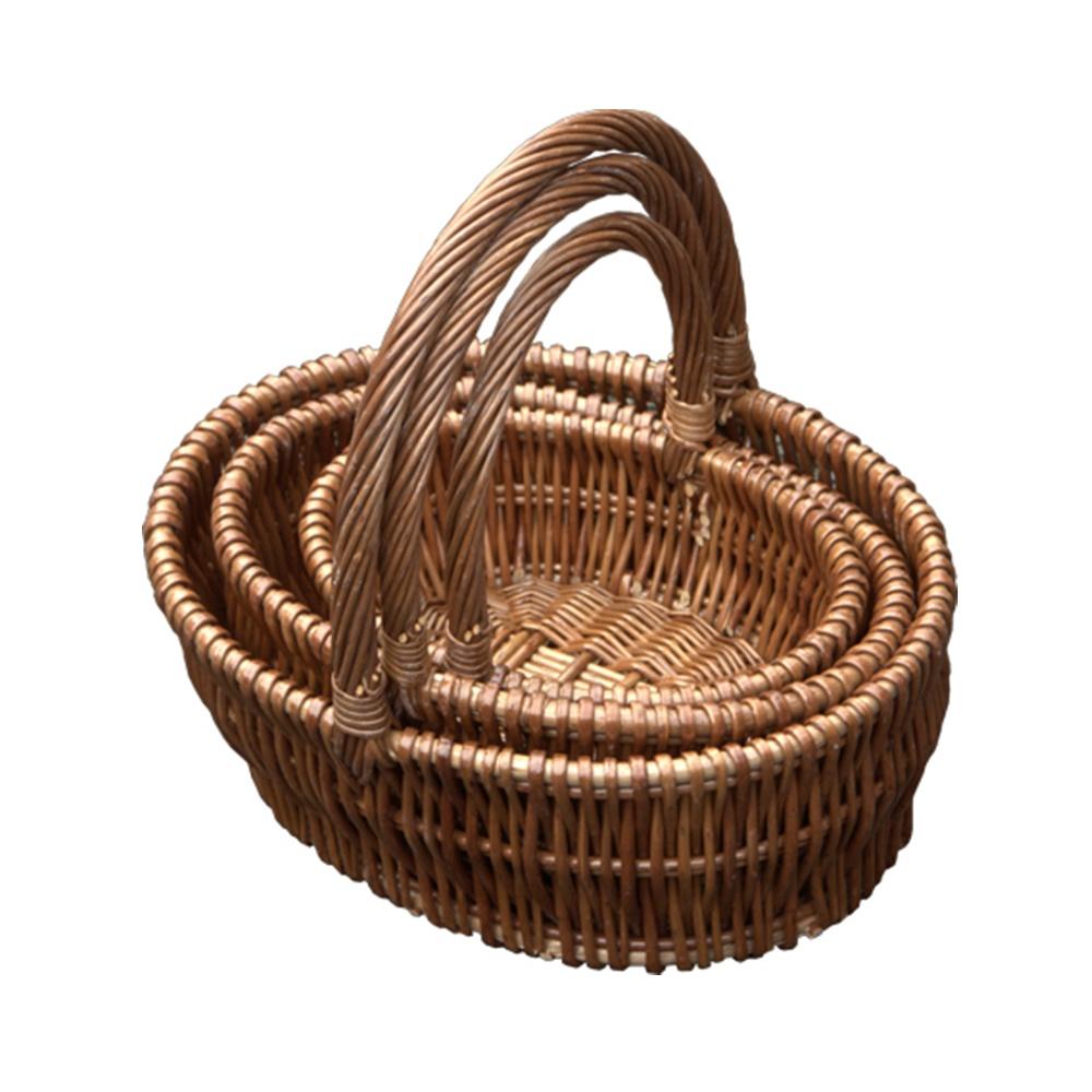Set of 3 Oval Gift Wicker Shopping Baskets