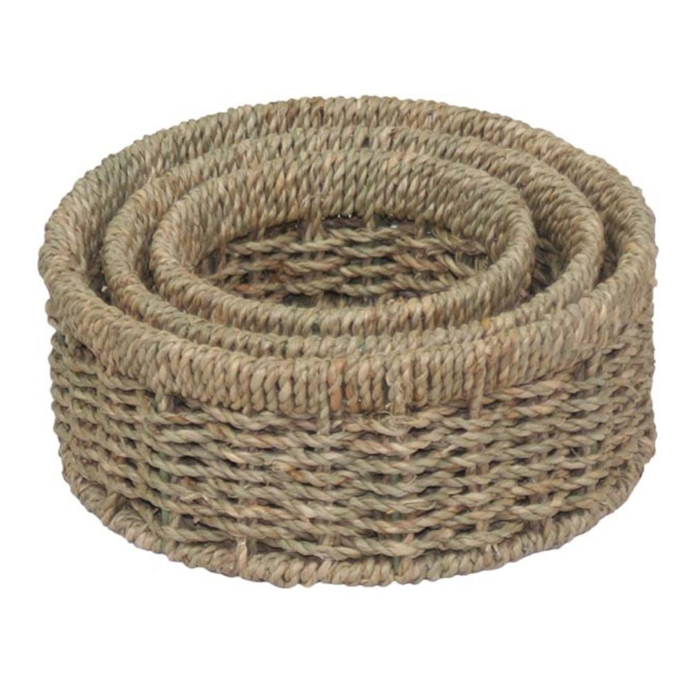Set of 3 Round Seagrass Tray