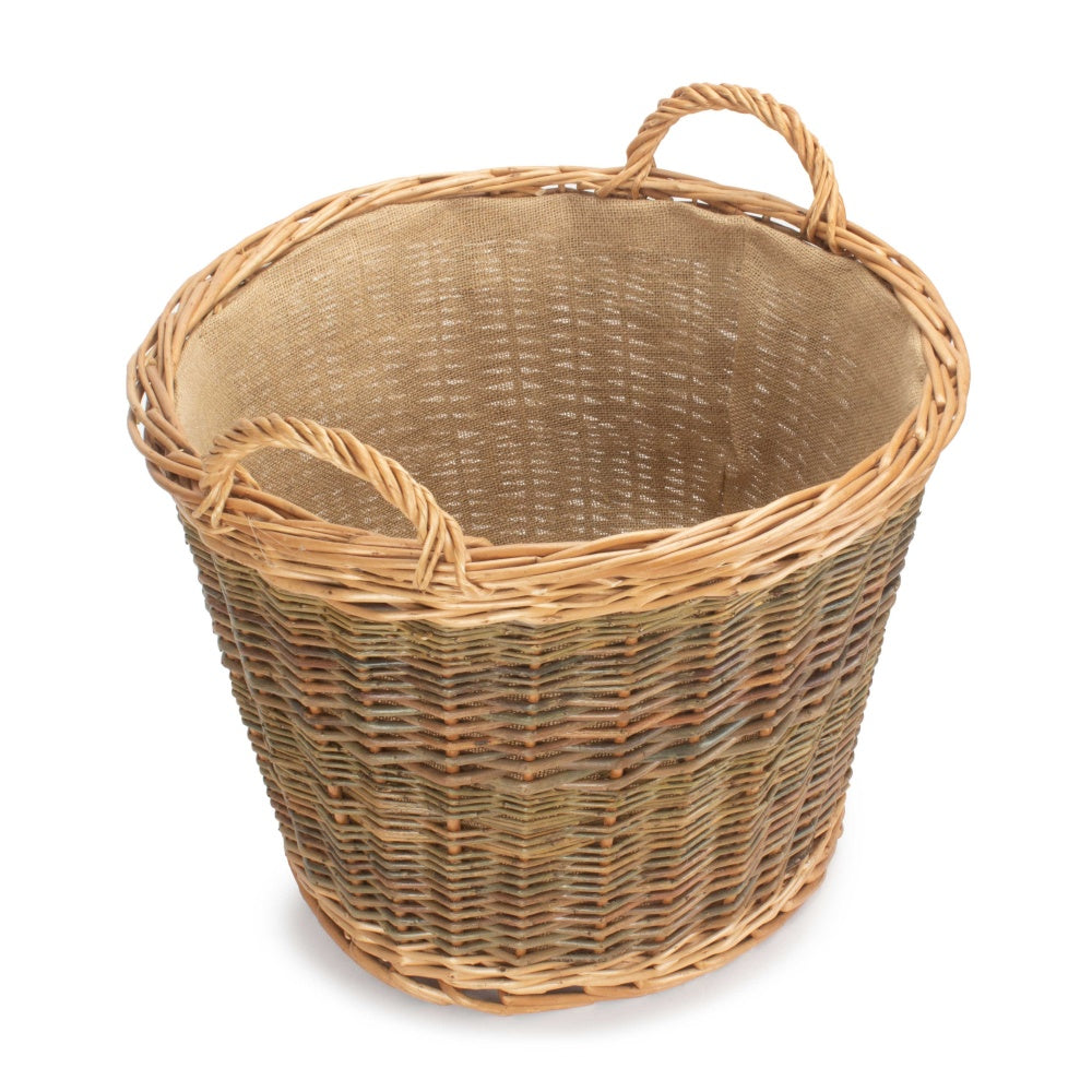 Unpeeled Willow Log Basket with Lining