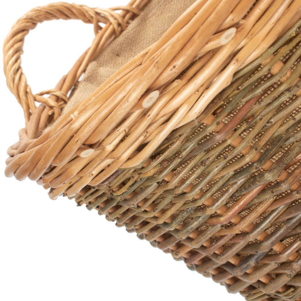 Unpeeled Willow Log Basket with Lining