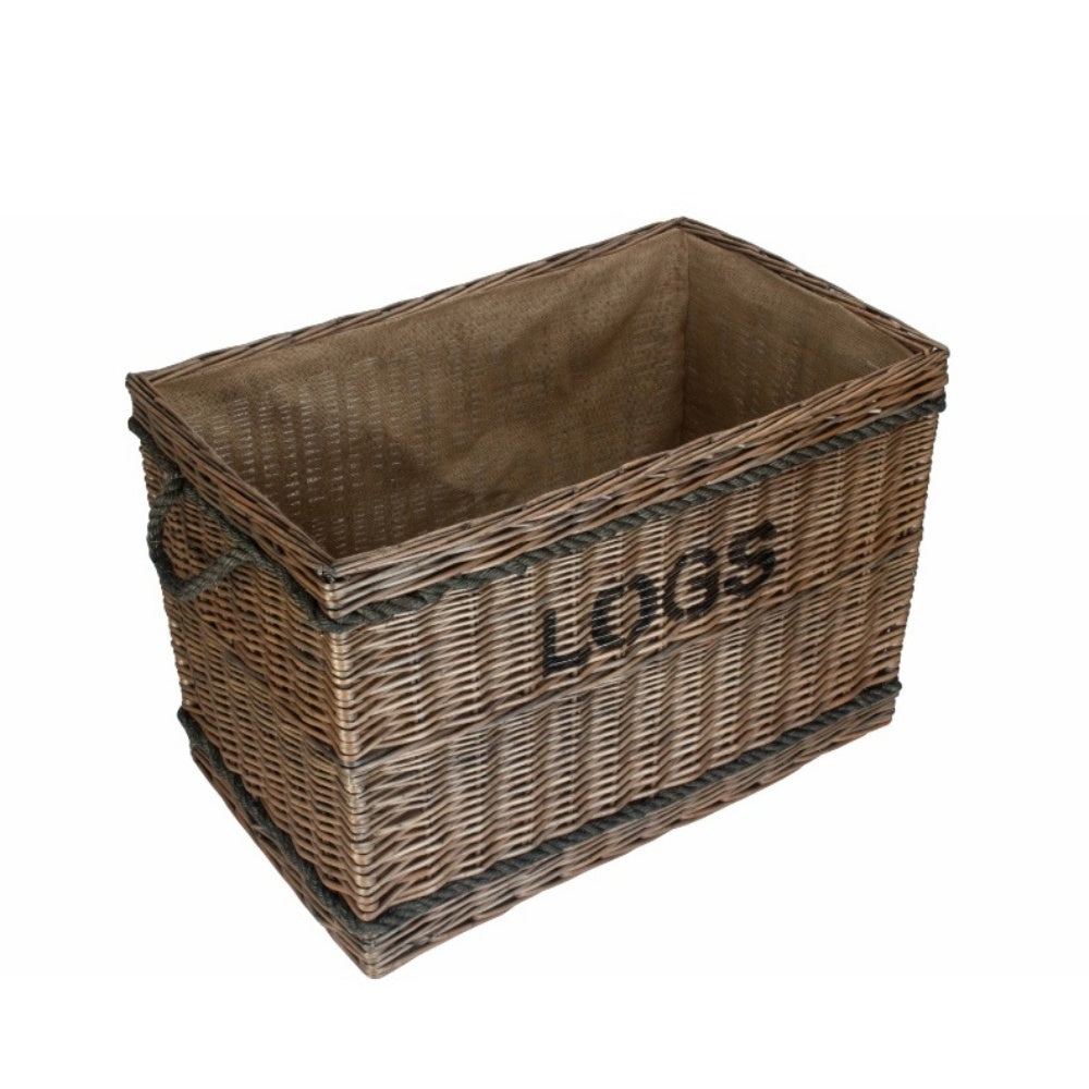 Jumbo Rope Handle Wicker Log Basket