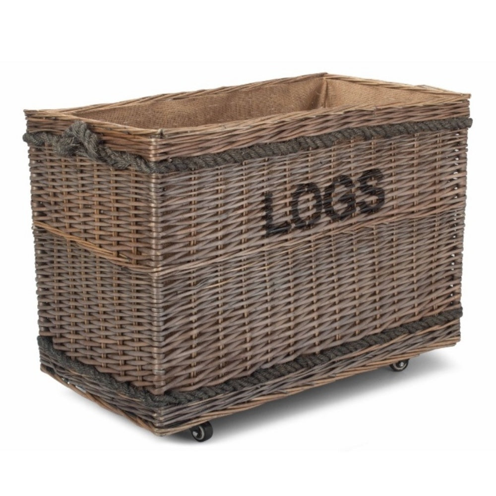 Jumbo Wicker Log Basket on Wheels