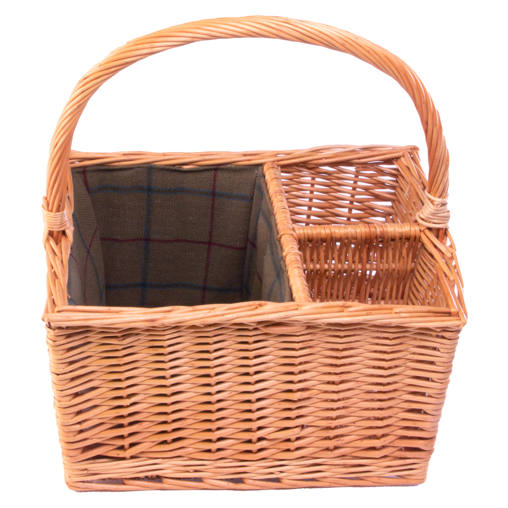 Wicker 2 Bottle Carrier with Lining Picnic Basket