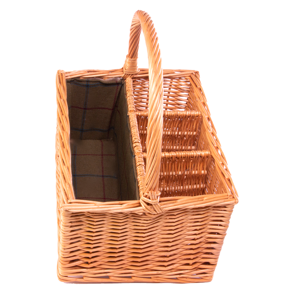 3 Bottle Carrier with Green Lining Picnic Basket