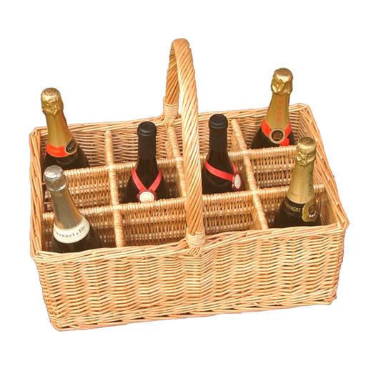12 Bottle Carrier Wicker Drinks Basket