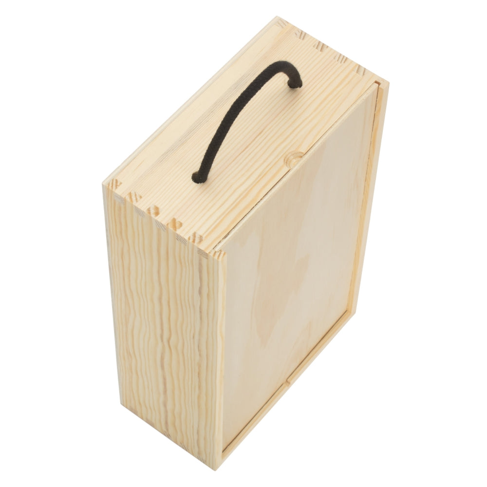 2 Beer Bottle Pinewood Carry Case with Solid Lid