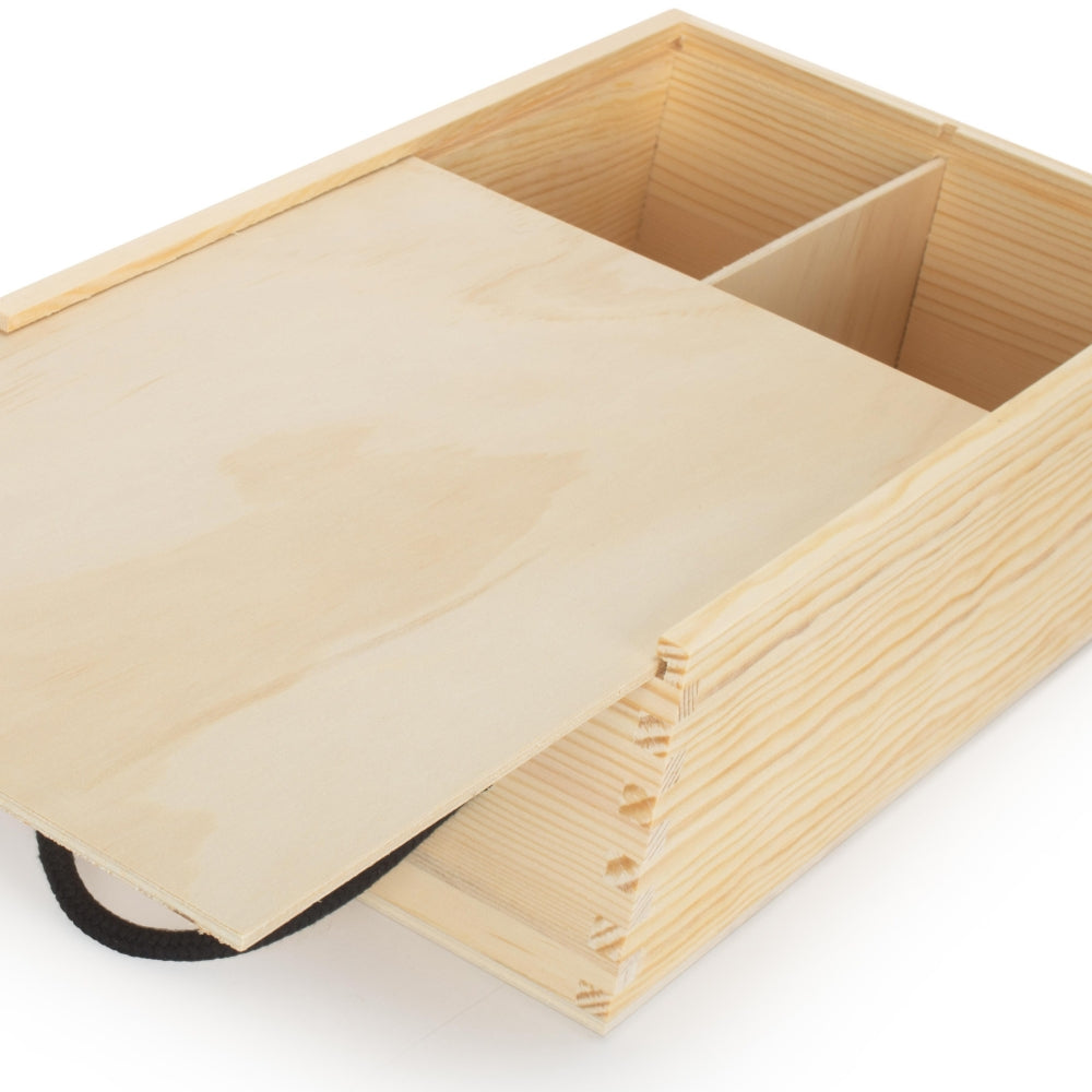 2 Beer Bottle Pinewood Carry Case with Solid Lid