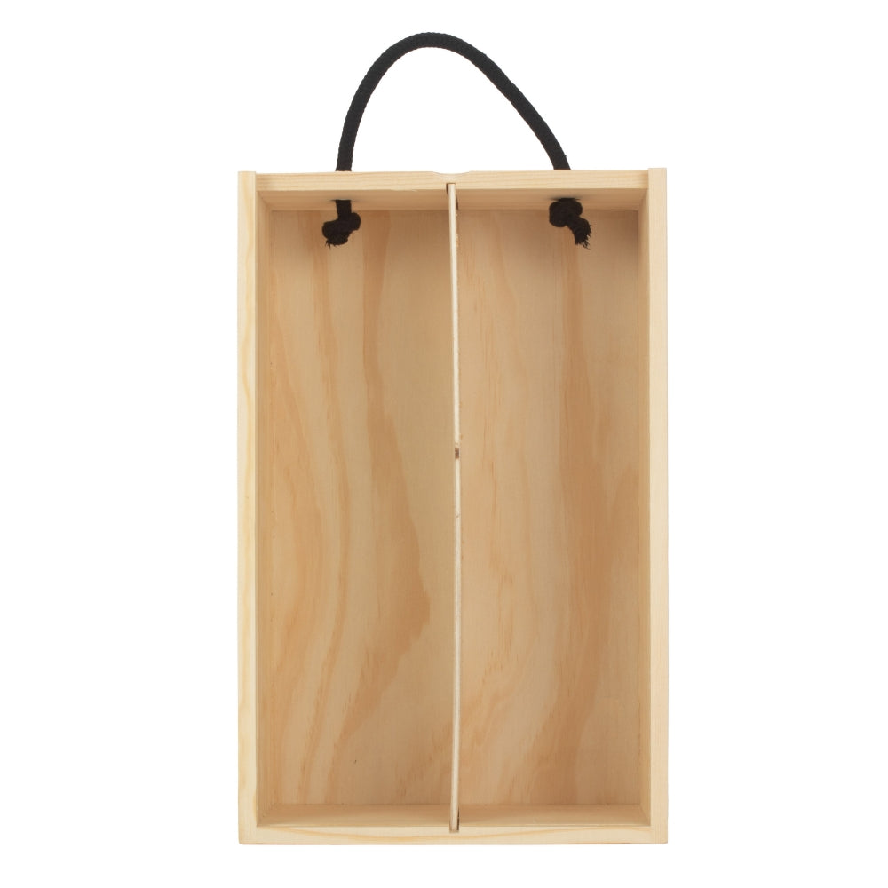 2 Beer Bottle Pinewood Carry Case with Solid Lid