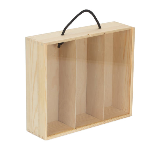 3 Beer Bottle Pinewood Carry Case with Acrylic Lid