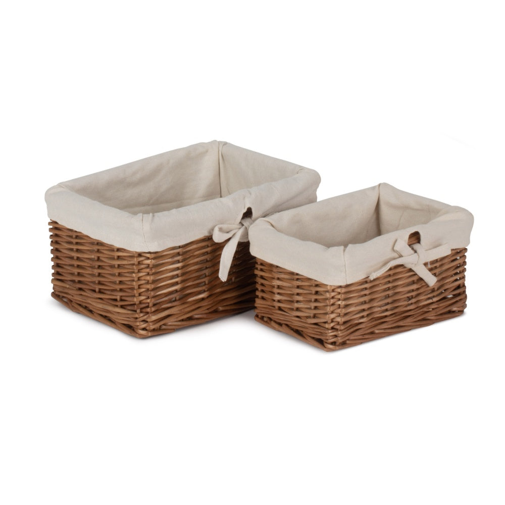 Set of 2 Autumn Double Steamed Willow Basket with Lining