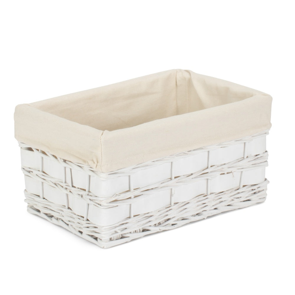 Whitewash Scandi Storage Basket With White Lining