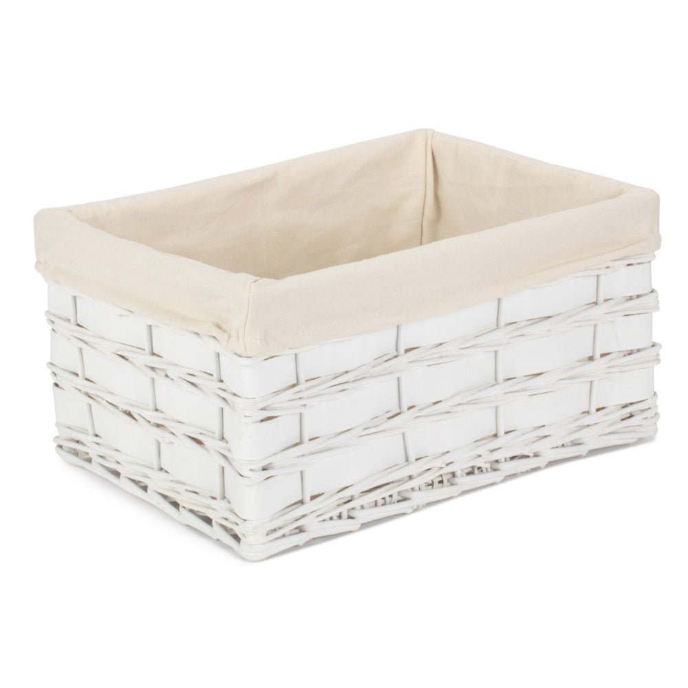 Whitewash Scandi Storage Basket With White Lining