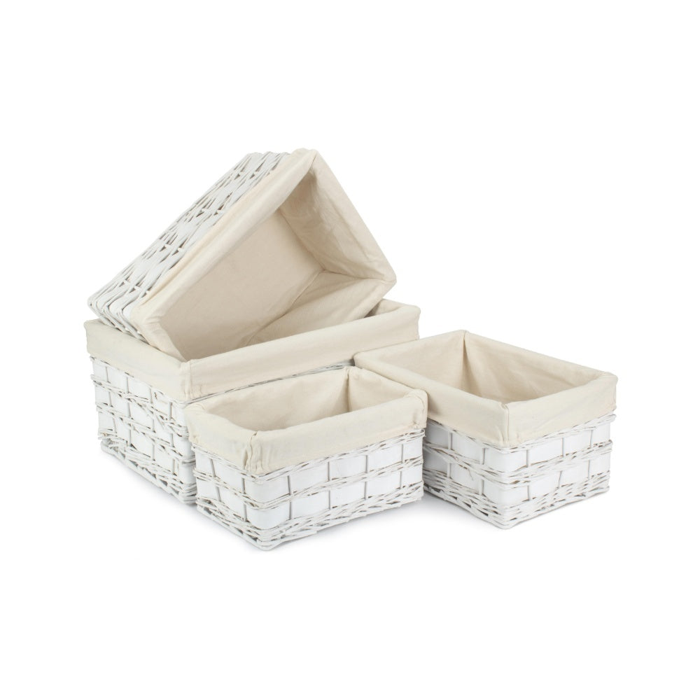 Whitewash Scandi Storage Basket With White Lining