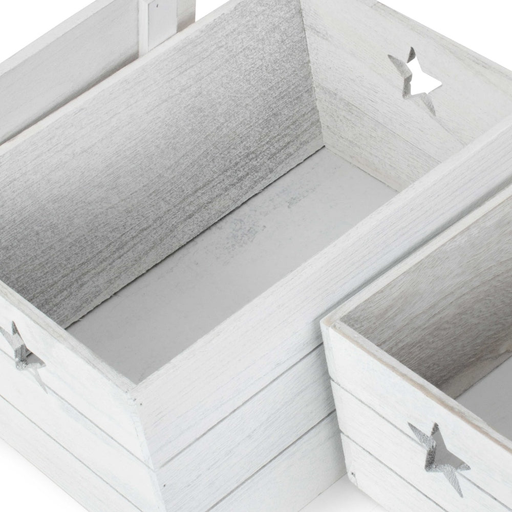 Vintage Effect Star Cut Wooden Storage Box