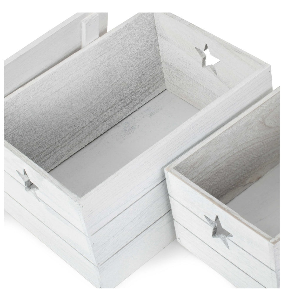 Vintage Effect Star Cut Wooden Storage Box
